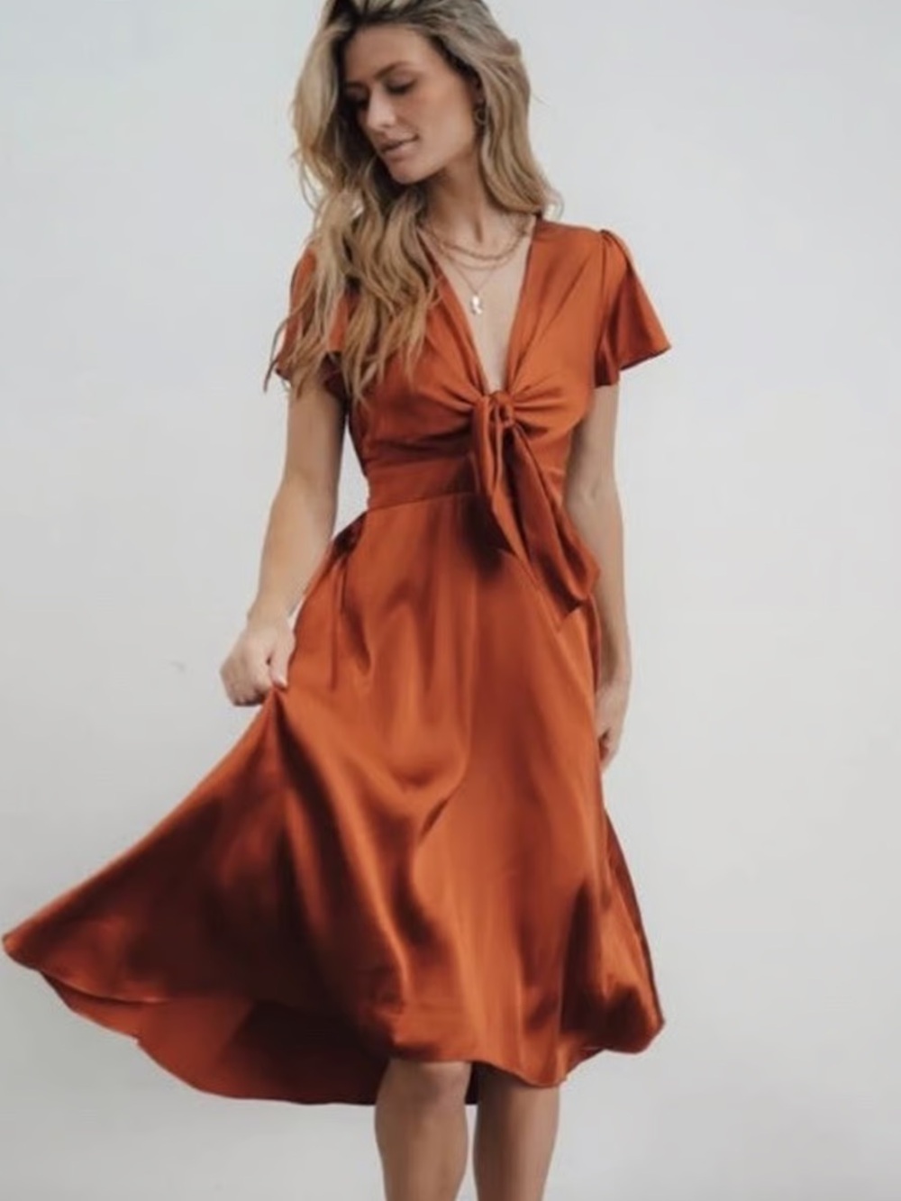 BALTIC BORN poppy satin dress rust party event wedding guest size XL
